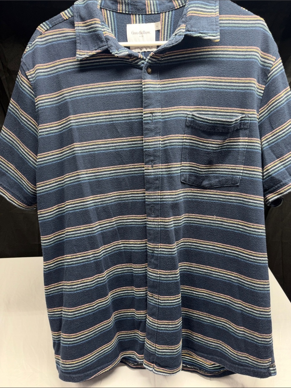 Goodfellow & Co Navy Blue Striped Button-Down Shirt